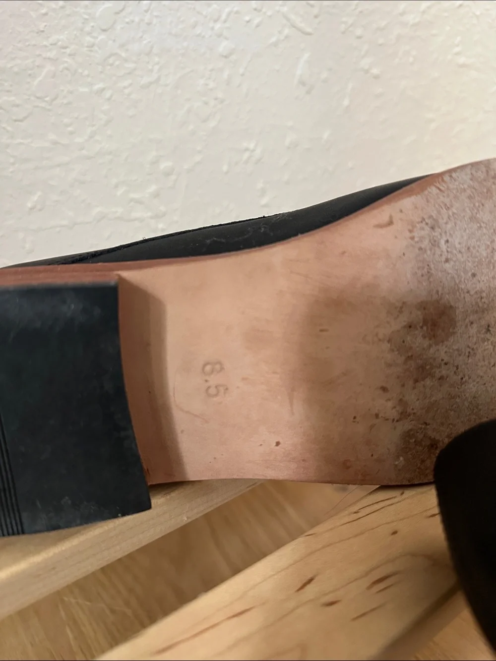 Nisolo Black Leather Derby with Brown Stacked Sole